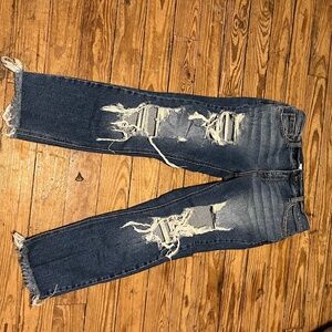 Cello Mid-Rise Dark Wash Destroyed Slim Boyfriend Jeans Juniors(3)